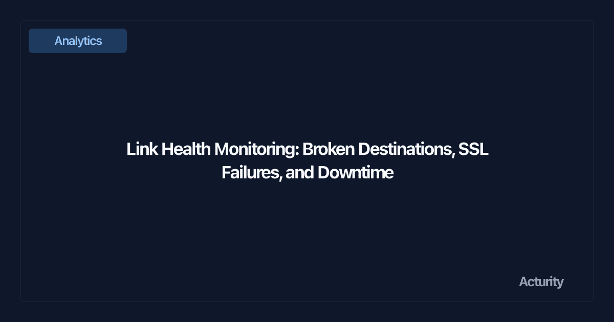 Dashboard showing link health status with uptime checks and SSL certificate validation