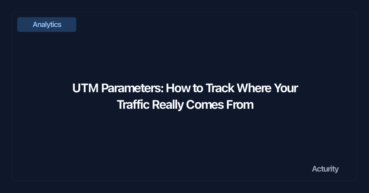 A URL with highlighted UTM parameters showing source, medium, and campaign tags